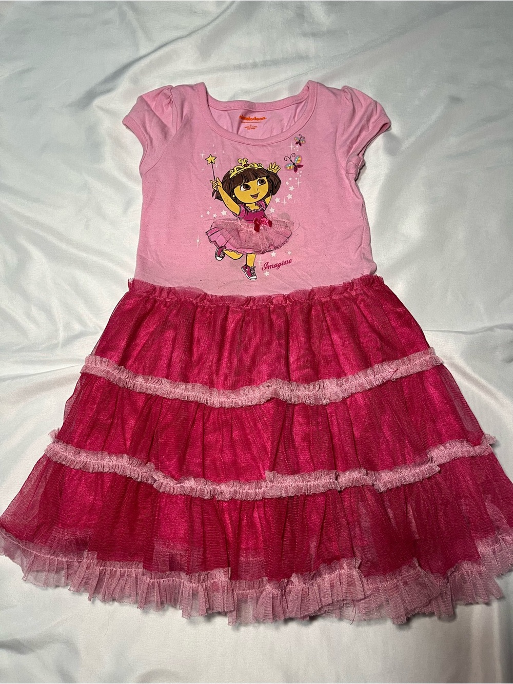 Vintage 2013 Nickelodeon Dora The Explorer Tulle Dress Girls 4T Pink